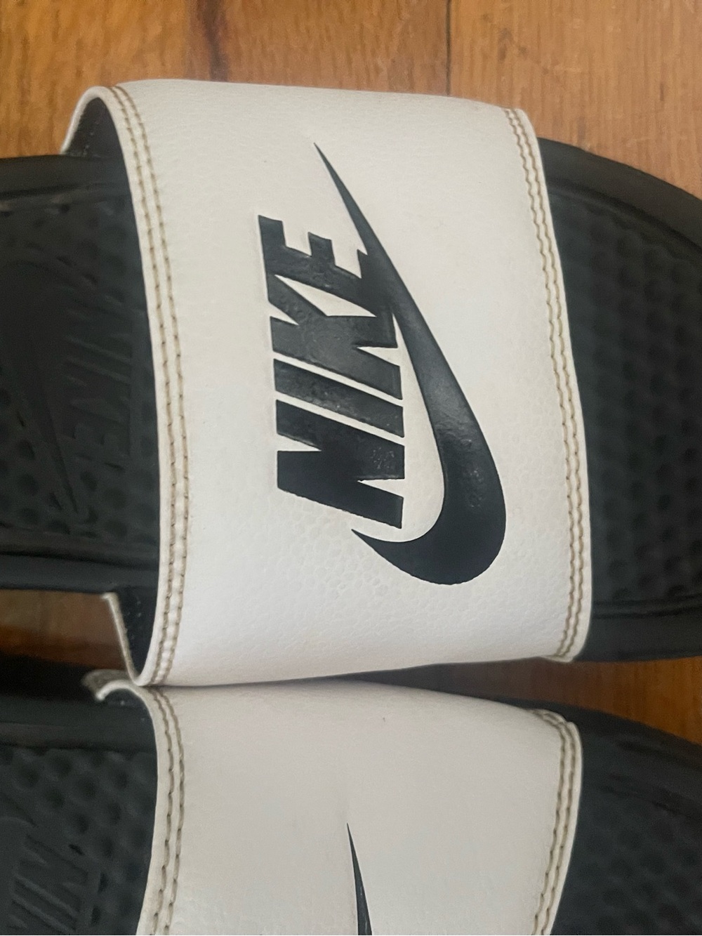 Nike Kids Black and White Slide Sandals with Logo Strap - Picture 3 of 4
